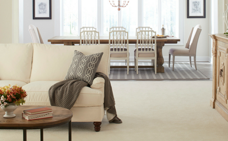 Karastan Carpet Cream in Living Room with Cream Sofa
